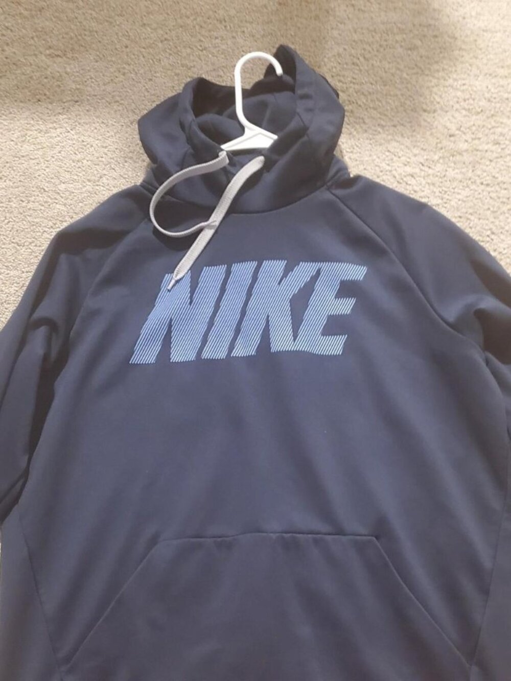 Nike Therma Fleece Pullover Hoodie Navy Blue Graphic Men's